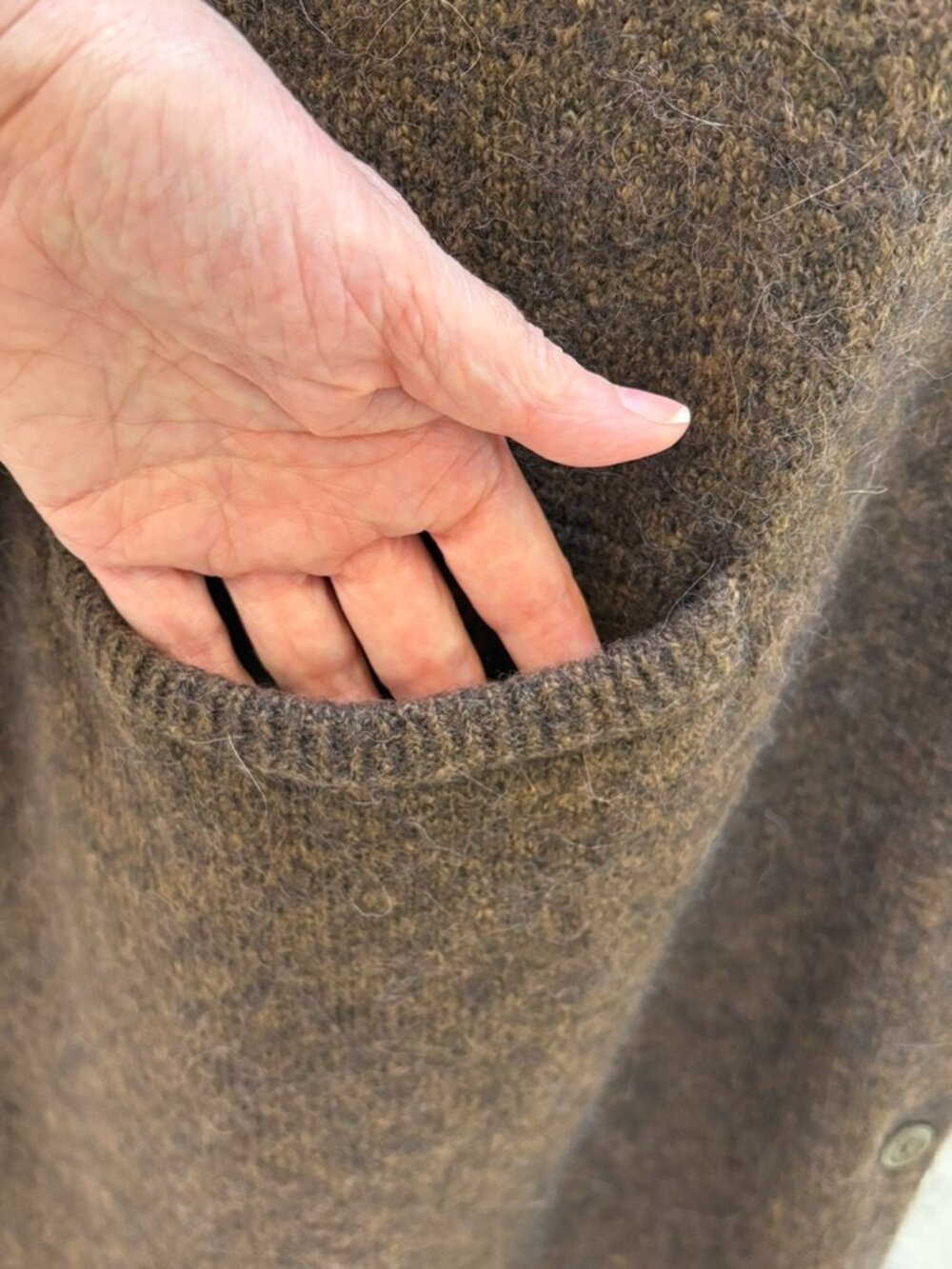 Gudrun Sjoden Canada Long Cardigan, Dark Chokolate/Melange XL - Picture 9 of 12